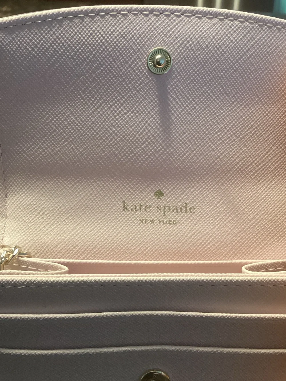 kate spade lavender Saffiano Leather Mini Wallet with Logo Plaque